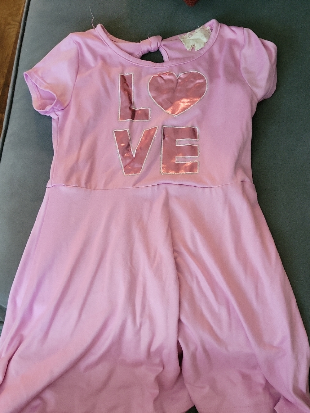Girls Pink 'LOVE' Short Sleeve Dress